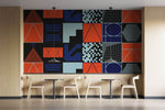 Tapet personalizat Modern cu elemente abstracte geometrice in nuante de rosu si albastru - ABSTRACT PERSPECTIVES
