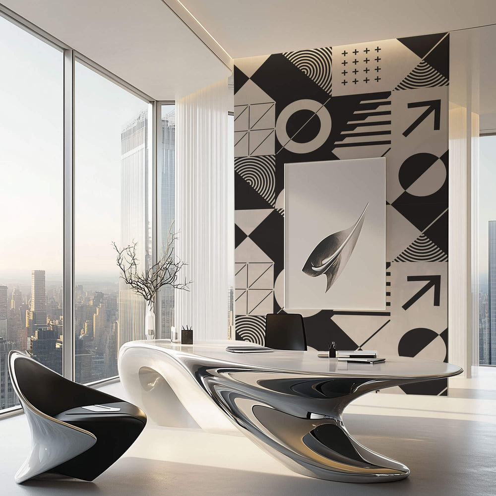 Tapet personalizat Modern cu design minimalist abstract in nuante de alb negru - MODERN GEOMETRICS