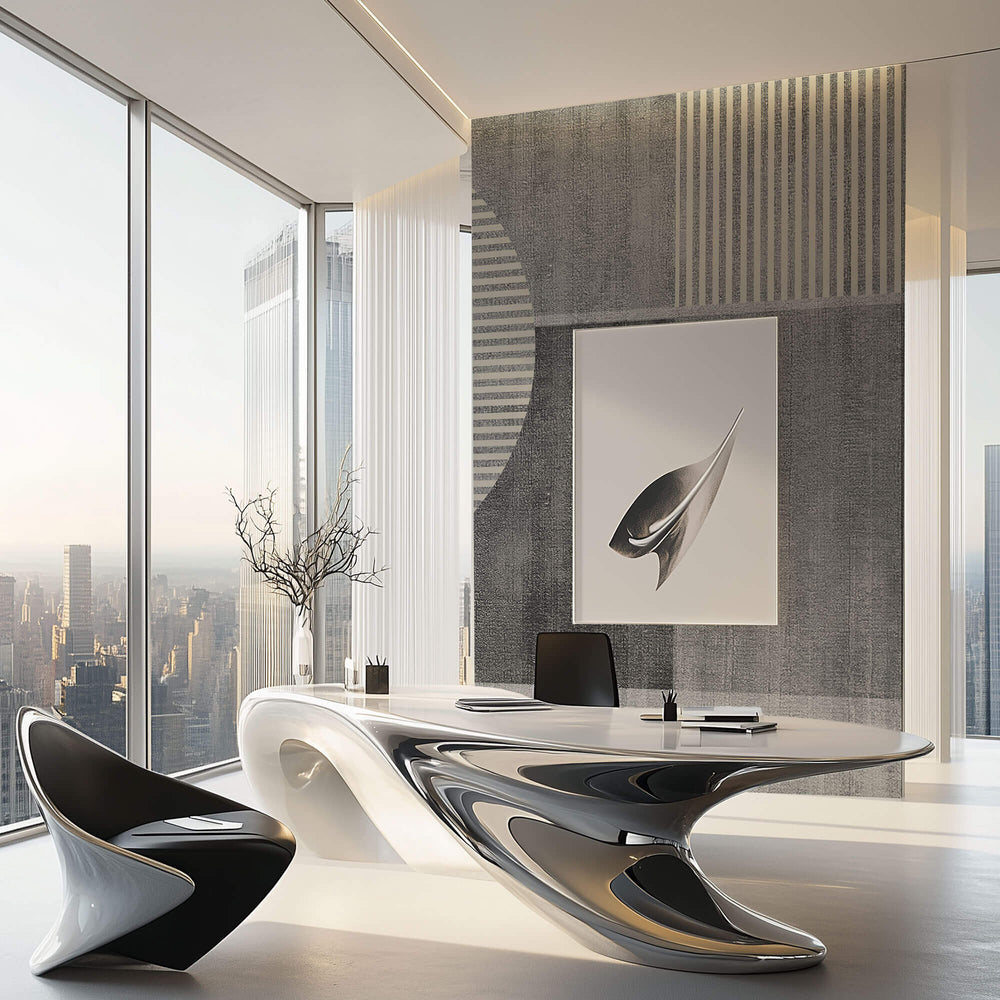 Tapet personalizat Modern cu semicercuri in dungi bej pe un fundal gri plaster - HALF CIRCLE STRIPES