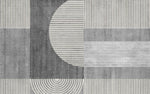Tapet personalizat Modern cu dungi bej verticale si in semicercuri pe un fundal gri plaster - GRAY PLASTER STRIPES