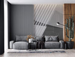 Tapet personalizat Modern cu dungi si forme geometrice diagonale in nuante de gri - GRAY DIAGONAL