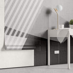 Tapet personalizat Modern cu dungi si forme geometrice diagonale in nuante de gri - GRAY DIAGONAL