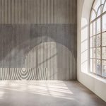 Tapet personalizat Modern cu dungi si semicercuri pe un fundal gri plaster - HALF ILLUSION
