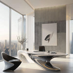 Tapet personalizat Modern cu dungi si semicercuri pe un fundal gri plaster - HALF ILLUSION