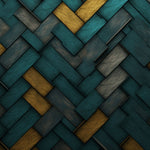 Tapet personalizat Modern cu placi diagonale de lemn in nuante de turoaz si galben - TURQUOISE WOOD