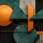 Tapet personalizat Modern cu forme geometrice marmorate cu efect 3D in nuante de turcoaz si portocaliu - MARBLED ORANGE
