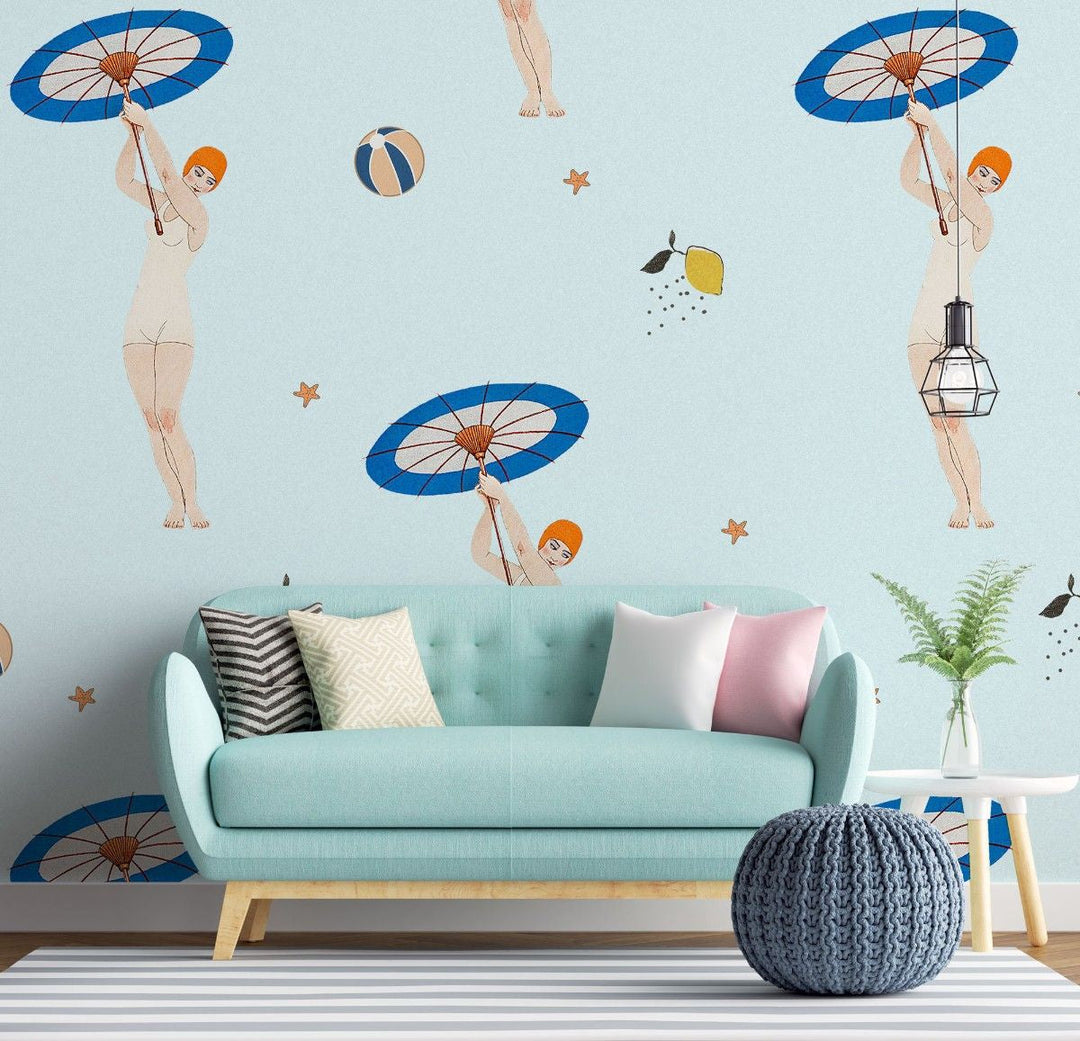 Tapet personalizat pop art & cartoon cu pattern retro intr o atmosfera de vara