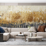 Tapet personalizat forest cu siluete aurii de copaci pe un fundal intunecat aducand o nota de lux si mister golden foil trees