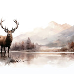 Tapet personalizat forest cu o ilustratie majestuoasa a unui elan intr un peisaj montan impadurit creand o atmosfera salbatica si impresionanta mountain moose