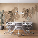Tapet personalizat forest cu un design simplificat cu brazi stilizati inspirand un aspect curat si contemporan stamp pine trees