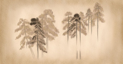 tapet personalizat forest cu un design simplificat cu brazi stilizati inspirand un aspect curat si contemporan stamp pine trees