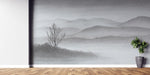 Tapet personalizat forest cu o reprezentare artistica a unei paduri cu forme geometrice si elemente rustice aducand un stil traditional bacovian