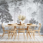 Fototapet personalizat forest cu un peisaj de padure in tonuri de gri cu detalii subtile ideal pentru un decor calm si sofisticat greyscale forest