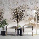Tapet personalizat forest cu o imagine a unei crengi solitare in tonuri de sepia oferind o atmosfera contemplativa si clasica sepia branches