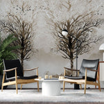 Tapet personalizat forest cu o imagine a unei crengi solitare in tonuri de sepia oferind o atmosfera contemplativa si clasica sepia branches