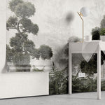 Fototapet personalizat forest cu un peisaj de padure in tonuri de gri cu detalii subtile ideal pentru un decor calm si sofisticat greenhouse forest