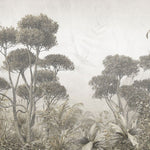 Fototapet personalizat forest cu un peisaj de padure cu un contrast fin unde lumina patrunde subtil printre copaci creand o ambianta linistita si eterica soft contrast