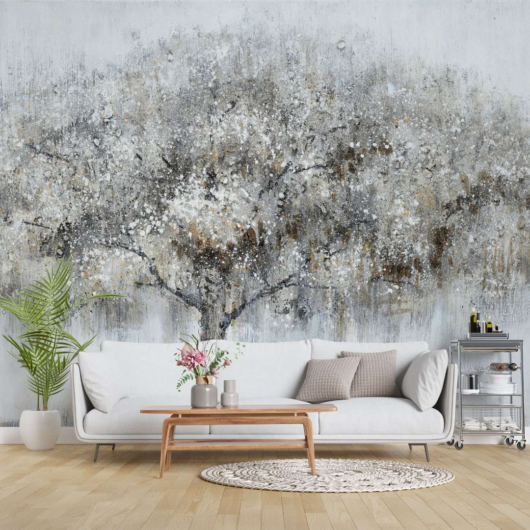 Tapet personalizat forest cu un copac vechi impunator evidentiat printr o textura bogata si detalii ce subliniaza trecerea timpului old tree