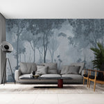 Fototapet personalizat forest cu o reprezentare artistica a unor cerbi intr o padure intunecata evocand o atmosfera misterioasa inainte de furtuna deers before storm