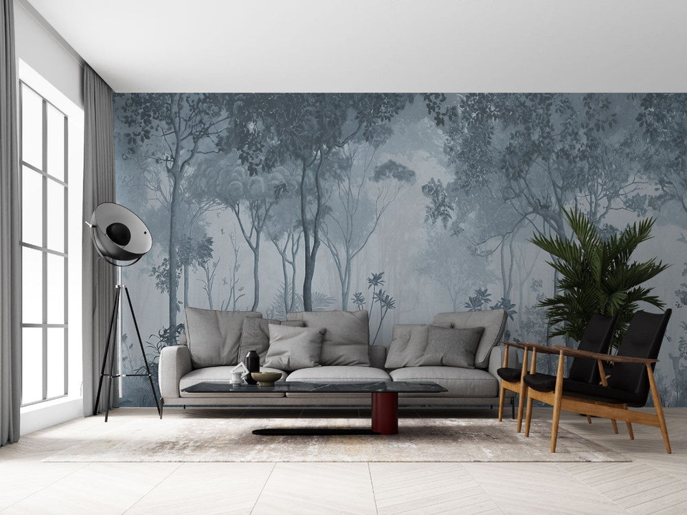 Fototapet personalizat forest cu o reprezentare artistica a unor cerbi intr o padure intunecata evocand o atmosfera misterioasa inainte de furtuna deers before storm