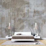 Tapet personalizat forest cu o silueta a copacilor texturata ca o panza oferind un aspect artistic si modern textile paint forest