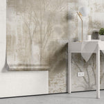 Tapet personalizat forest cu o silueta a copacilor texturata ca o panza oferind un aspect artistic si modern textile paint forest