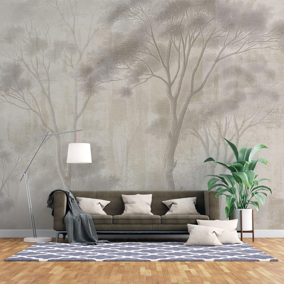 Tapet personalizat forest cu o ilustratie de padure stilizata cu detalii punctate aducand o nota de eleganta si unicitate soft dot forest