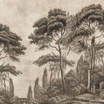 Tapet personalizat forest cu pini si chiparosi ilustrati intr un stil clasic si atemporal aducand eleganta si profunzime spatiului victorian forest