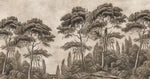 Tapet personalizat forest cu pini si chiparosi ilustrati intr un stil clasic si atemporal aducand eleganta si profunzime spatiului victorian forest