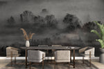 Tapet Personalizat Forest cu padure in alb negru si ceata - GRAYSCALE FOREST