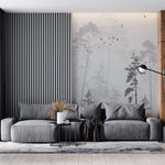 Tapet Personalizat Forest cu peisaj vertical dintr-o padure in ceata - VERTICAL FOG TREES
