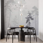 Tapet Personalizat Forest cu peisaj vertical dintr-o padure in ceata - VERTICAL FOG TREES