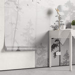 Tapet Personalizat Forest cu peisaj vertical dintr-o padure in ceata - VERTICAL FOG TREES