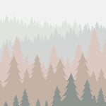 Tapet Personalizat Forest cu brazi in nuante pastel vazuti din departare - PASTEL FOREST