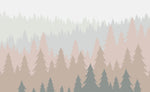 Tapet Personalizat Forest cu brazi in nuante pastel vazuti din departare - PASTEL FOREST