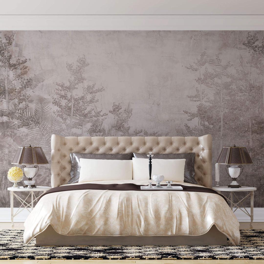 Tapet Personalizat Forest cu padure exotica in nuante sepia - SEPIA MIXED FOREST