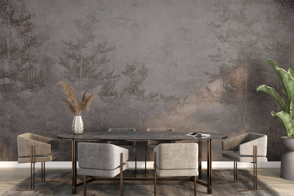 Tapet Personalizat Forest cu padure exotica in nuante sepia - SEPIA MIXED FOREST