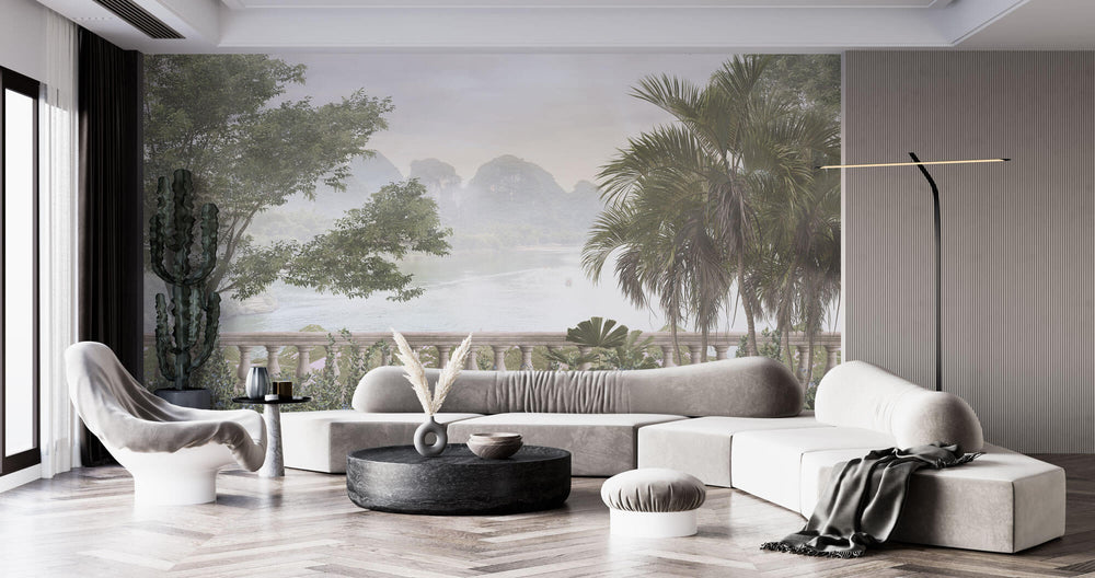 Tapet Personalizat Forest cu vedere la munti si vegetatie - TROPICAL VIEWPOINT