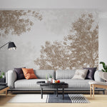 Tapet Personalizat Forest cu padure de foioase in nuante de bej - BROWN CONIFEROUS