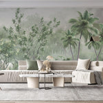 Tapet Personalizat Forest cu padure tropicala verde in ceata - DENSE TROPICAL FOREST
