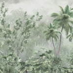 Tapet Personalizat Forest cu padure tropicala verde in ceata - DENSE TROPICAL FOREST