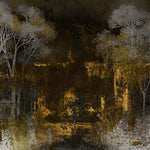 Tapet Personalizat Forest cu padure abstracta in pictura pe canvas - DARK GOLD FOREST