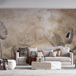 Tapet Personalizat Forest cu plante imprimate pe un fundal cu textura de hartie - PAPER TEXTURED FOREST