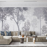 Tapet Personalizat Forest cu padure gri in ceata - GREY-BLUE FOREST