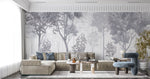 Tapet Personalizat Forest cu padure gri in ceata - GREY-BLUE FOREST