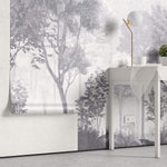 Tapet Personalizat Forest cu padure gri in ceata - GREY-BLUE FOREST