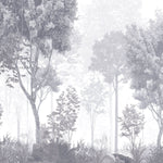 Tapet Personalizat Forest cu padure gri in ceata - GREY-BLUE FOREST