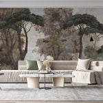 Tapet Personalizat Forest cu copaci inalti intr-o fresca veche - OLD FRESCO TREES
