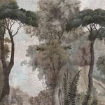 Tapet Personalizat Forest cu copaci inalti intr-o fresca veche - OLD FRESCO TREES