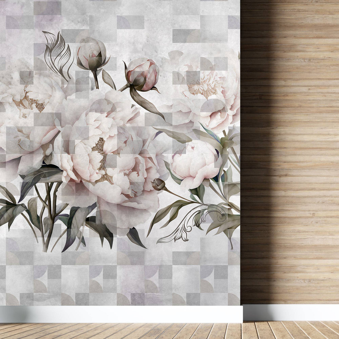 fototapet-personalizat-floral-cu-flori-roz-de-bujori-infloriti-pe-un-fundal-alb-geometric-geometric-peony